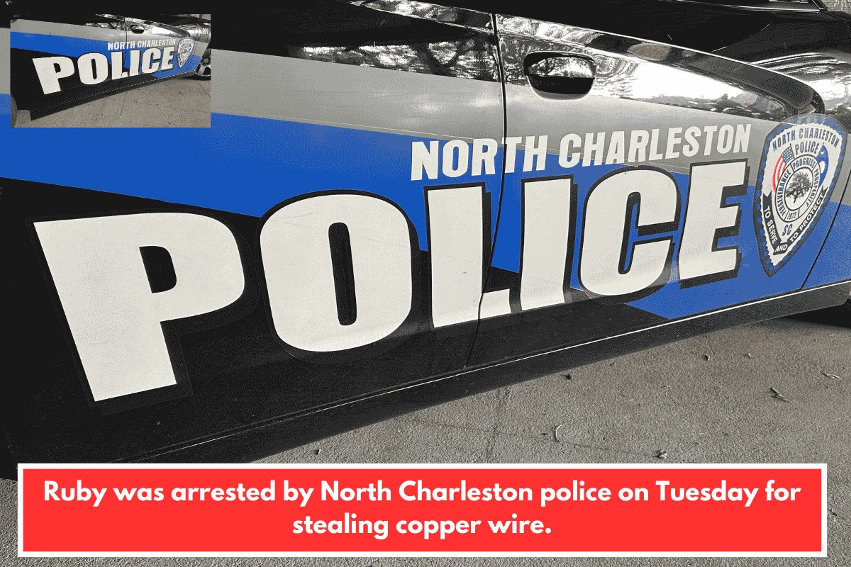 Ruby was arrested by North Charleston police on Tuesday for stealing copper wire.