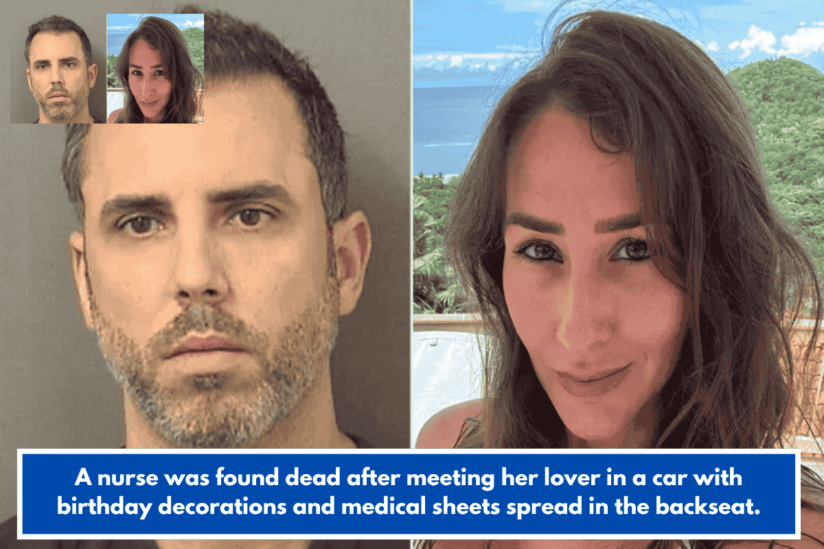 A nurse was found dead after meeting her lover in a car with birthday decorations and medical sheets spread in the backseat.