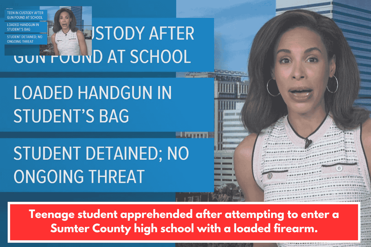 Teenage student apprehended after attempting to enter a Sumter County high school with a loaded firearm.