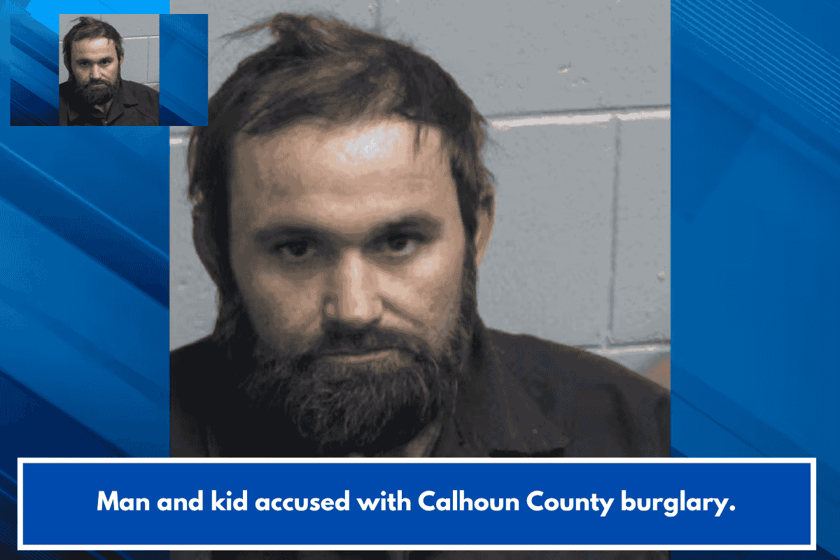 Man and kid accused with Calhoun County burglary.