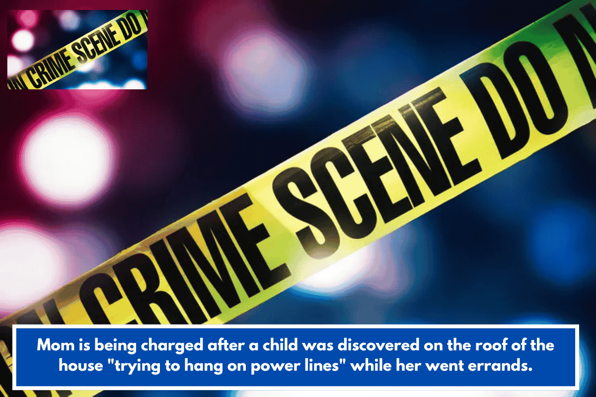 Mom is being charged after a child was discovered on the roof of the house "trying to hang on power lines" while her went errands.