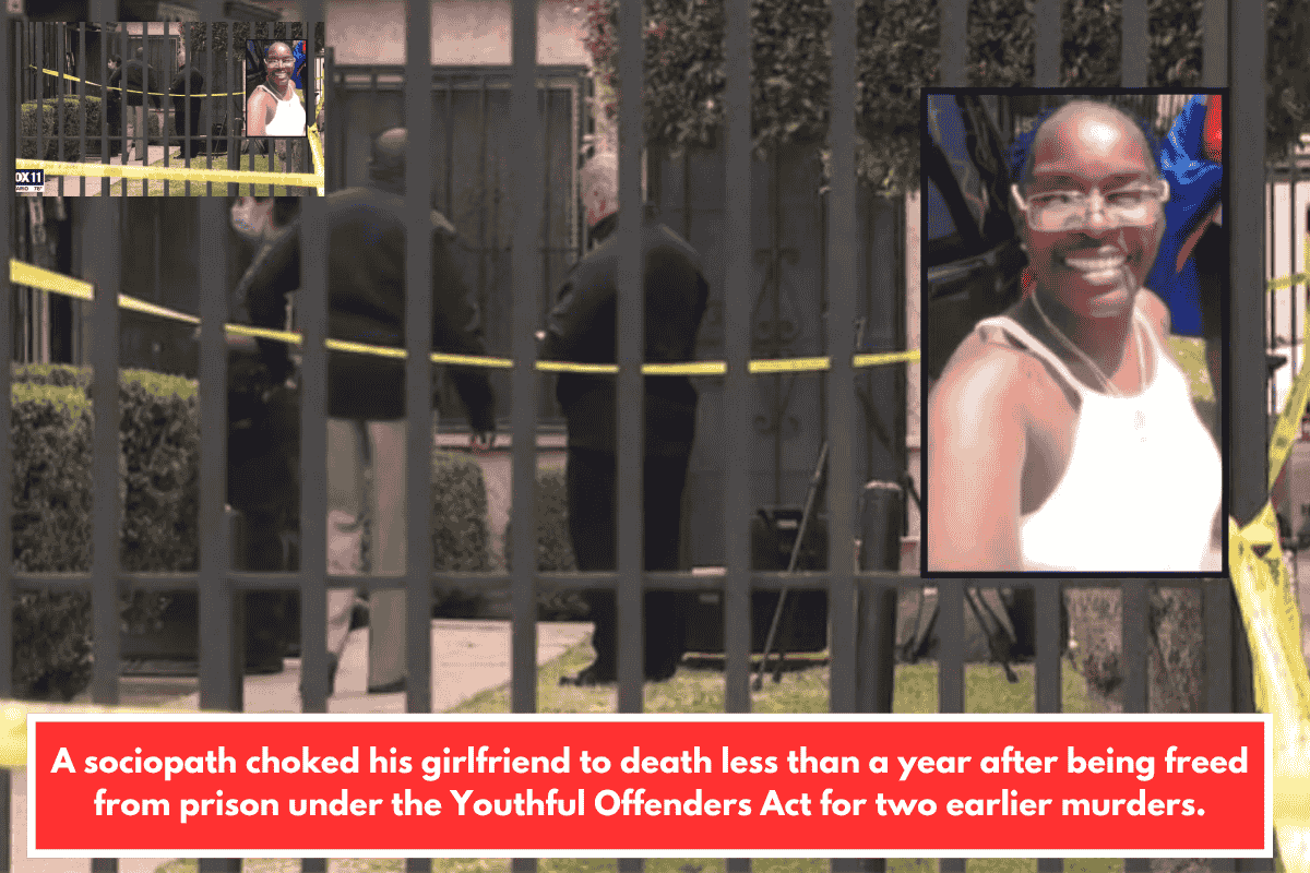 A sociopath choked his girlfriend to death less than a year after being freed from prison under the Youthful Offenders Act for two earlier murders.