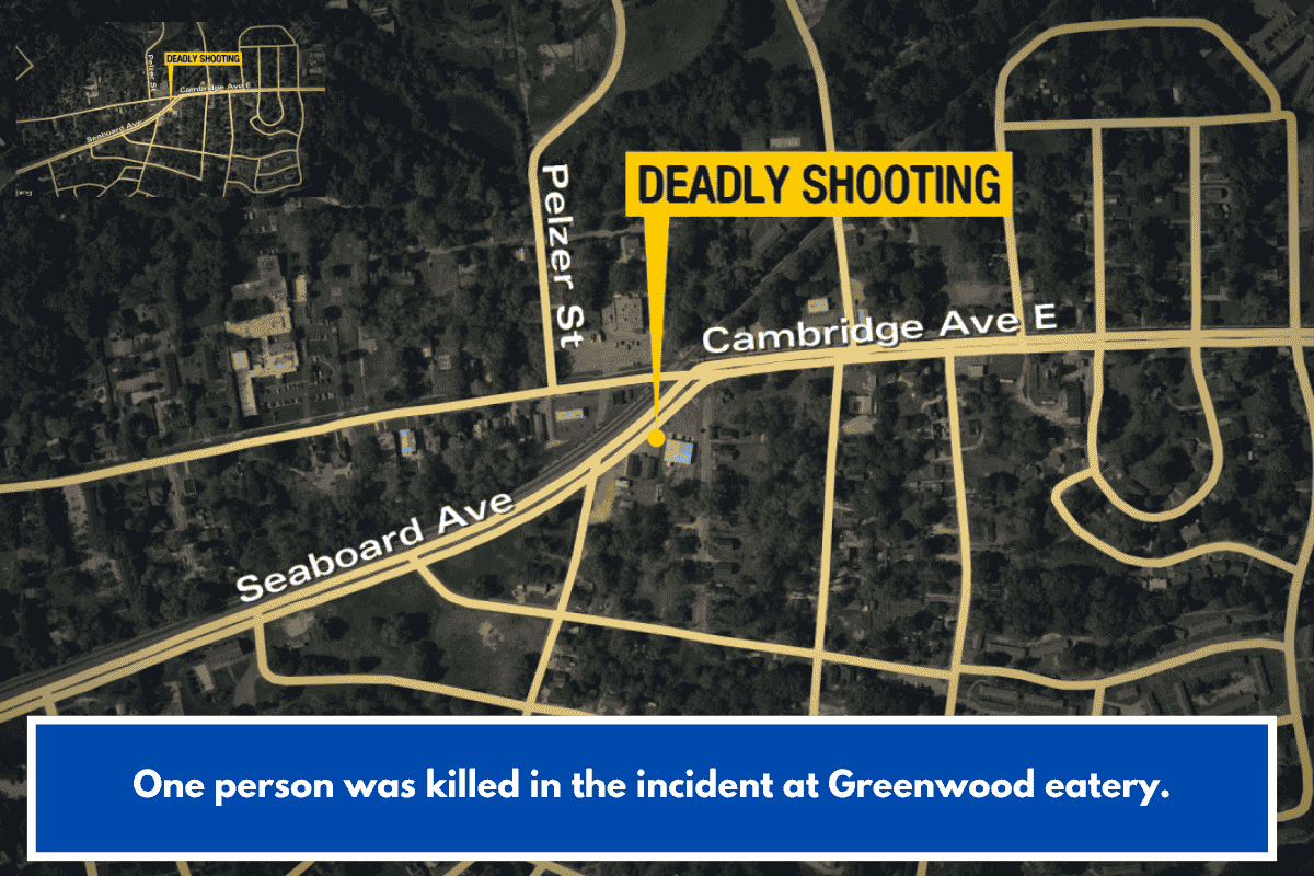 One person was killed in the incident at Greenwood eatery.