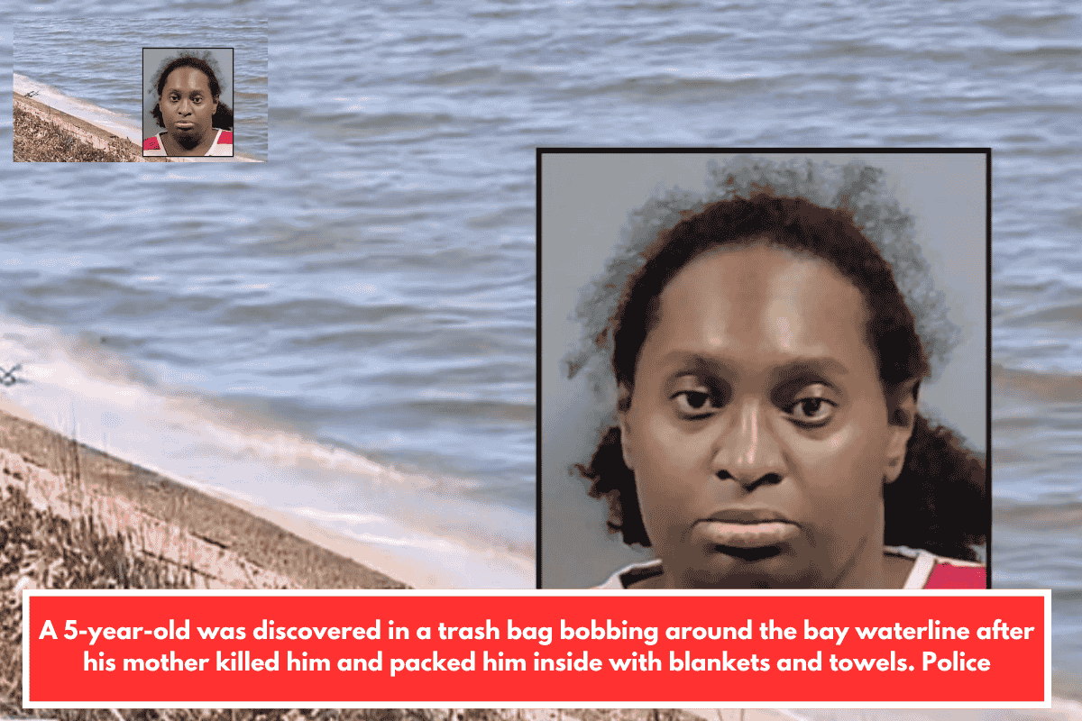 A 5-year-old was discovered in a trash bag bobbing around the bay waterline after his mother killed him and packed him inside with blankets and towels. Police