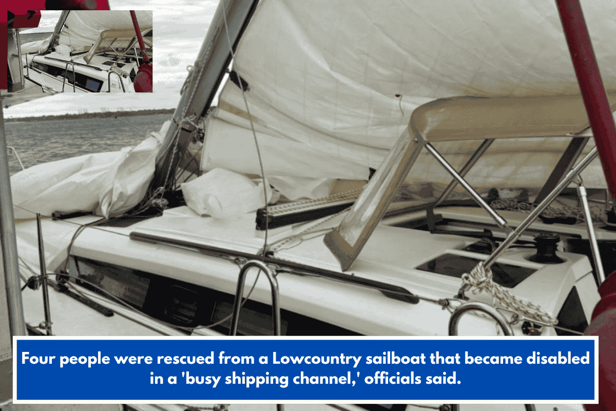 Four people were rescued from a Lowcountry sailboat that became disabled in a 'busy shipping channel,' officials said.