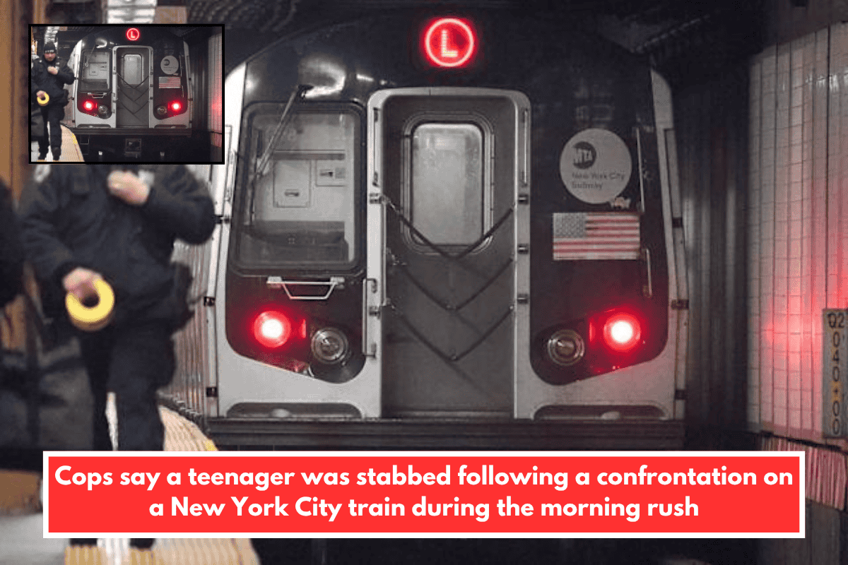 Cops say a teenager was stabbed following a confrontation on a New York City train during the morning rush
