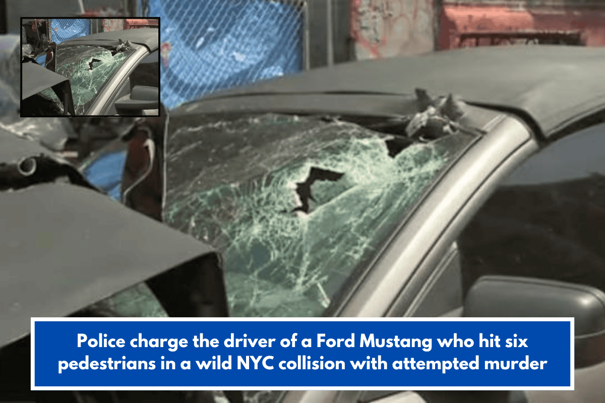Police charge the driver of a Ford Mustang who hit six pedestrians in a wild NYC collision with attempted murder