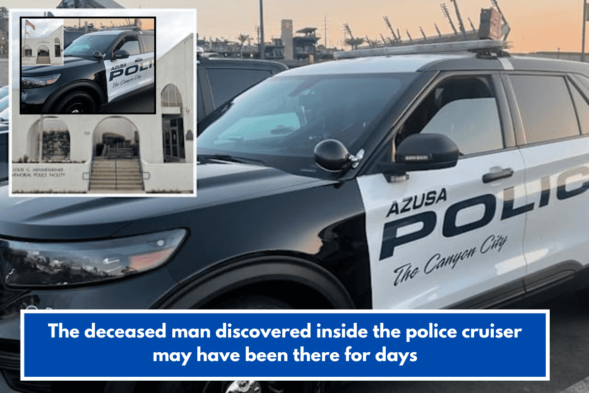 The deceased man discovered inside the police cruiser may have been there for days