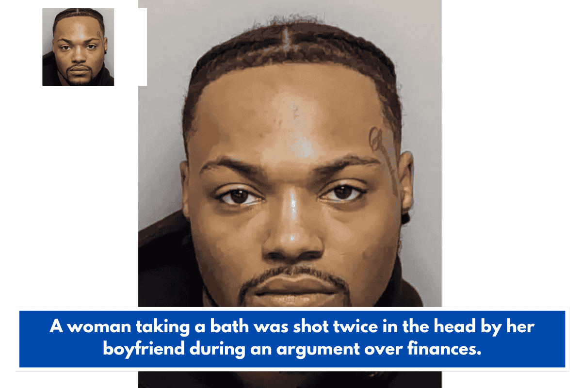 A woman taking a bath was shot twice in the head by her boyfriend during an argument over finances.