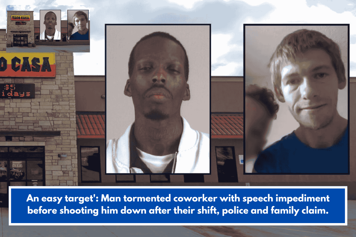 An easy target': Man tormented coworker with speech impediment before shooting him down after their shift, police and family claim.