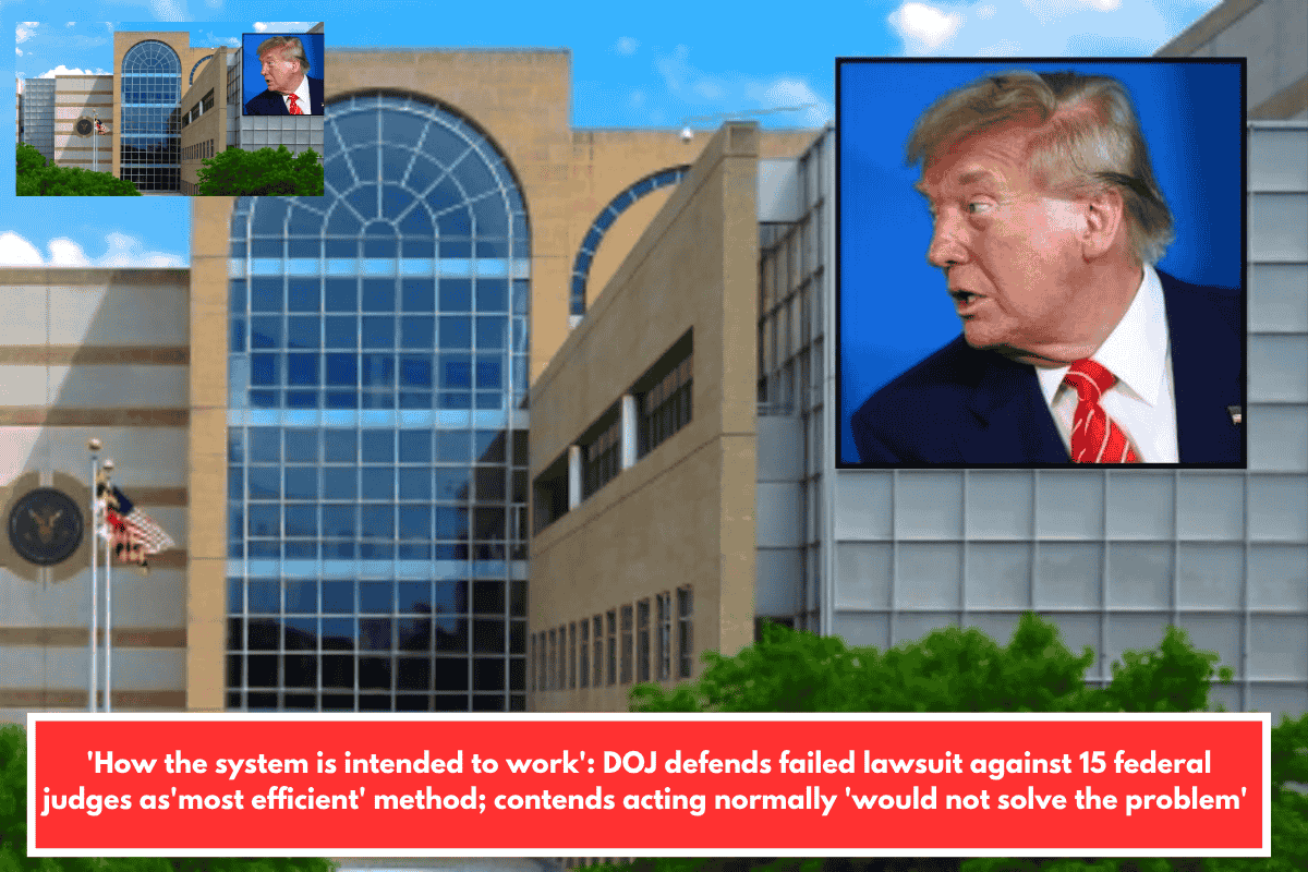 'How the system is intended to work': DOJ defends failed lawsuit against 15 federal judges as'most efficient' method; contends acting normally 'would not solve the problem'