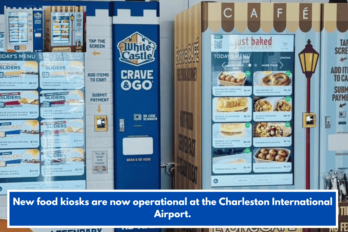 New food kiosks are now operational at the Charleston International Airport.