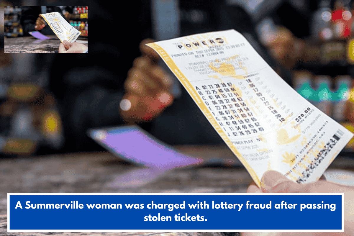 A Summerville woman was charged with lottery fraud after passing stolen tickets.