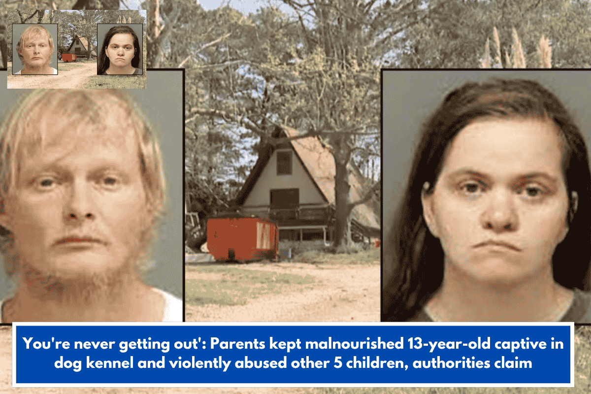 You're never getting out': Parents kept malnourished 13-year-old captive in dog kennel and violently abused other 5 children, authorities claim