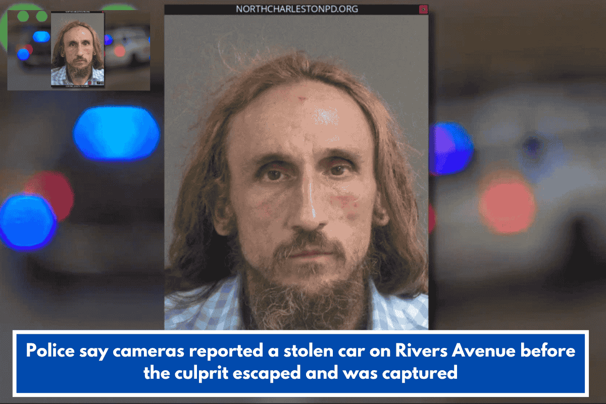 Police say cameras reported a stolen car on Rivers Avenue before the culprit escaped and was captured