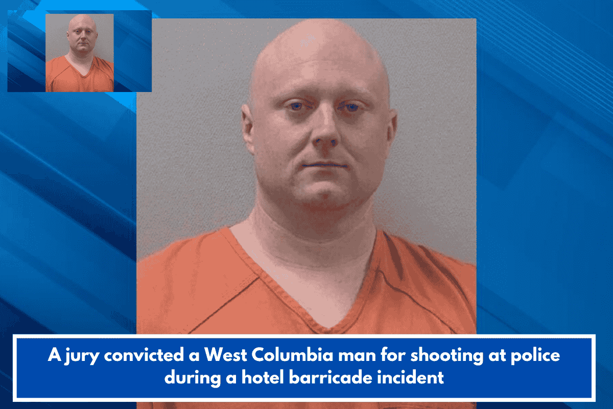 A jury convicted a West Columbia man for shooting at police during a hotel barricade incident