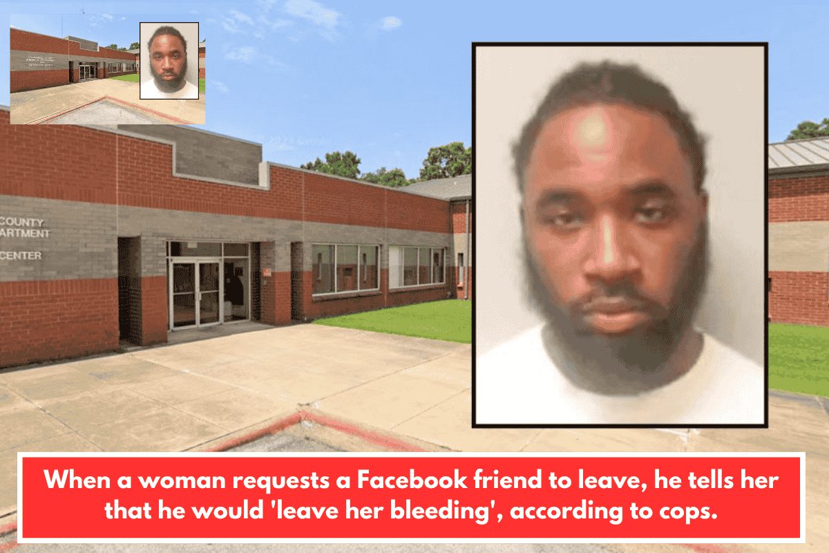 When a woman requests a Facebook friend to leave, he tells her that he would 'leave her bleeding', according to cops.