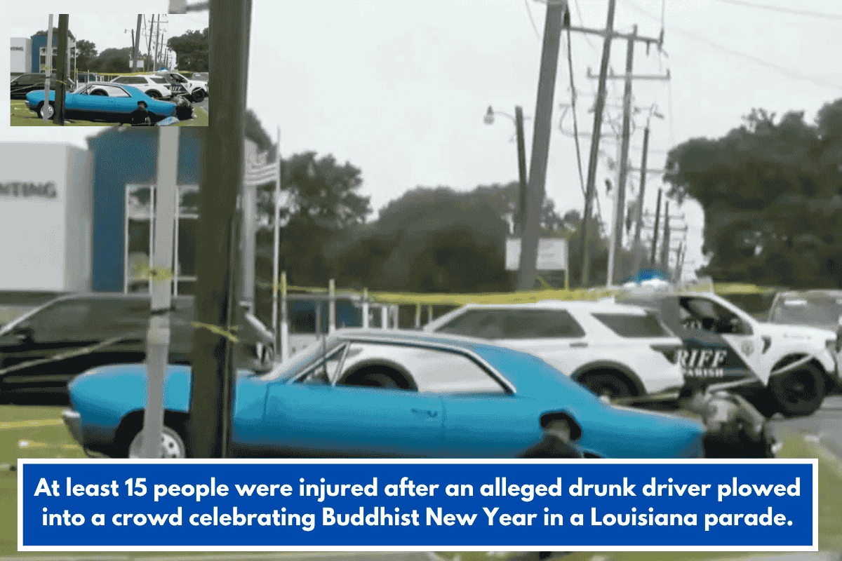 At least 15 people were injured after an alleged drunk driver plowed into a crowd celebrating Buddhist New Year in a Louisiana parade.