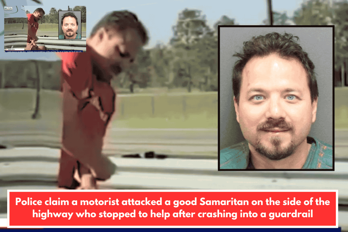 Police claim a motorist attacked a good Samaritan on the side of the highway who stopped to help after crashing into a guardrail