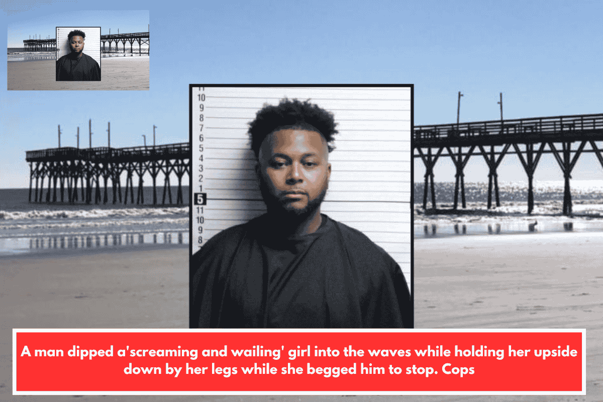 A man dipped a'screaming and wailing' girl into the waves while holding her upside down by her legs while she begged him to stop. Cops