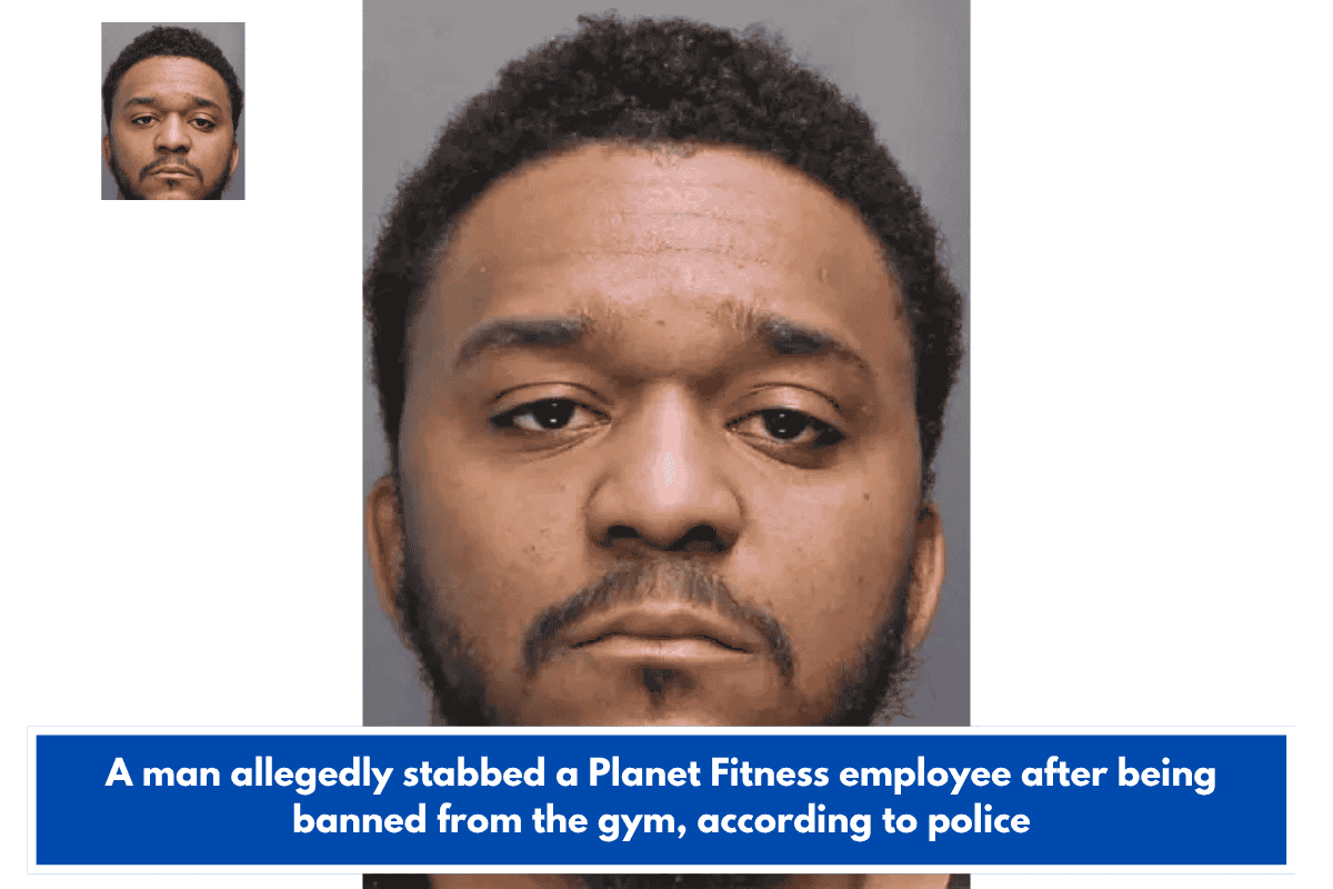 A man allegedly stabbed a Planet Fitness employee after being banned from the gym, according to police