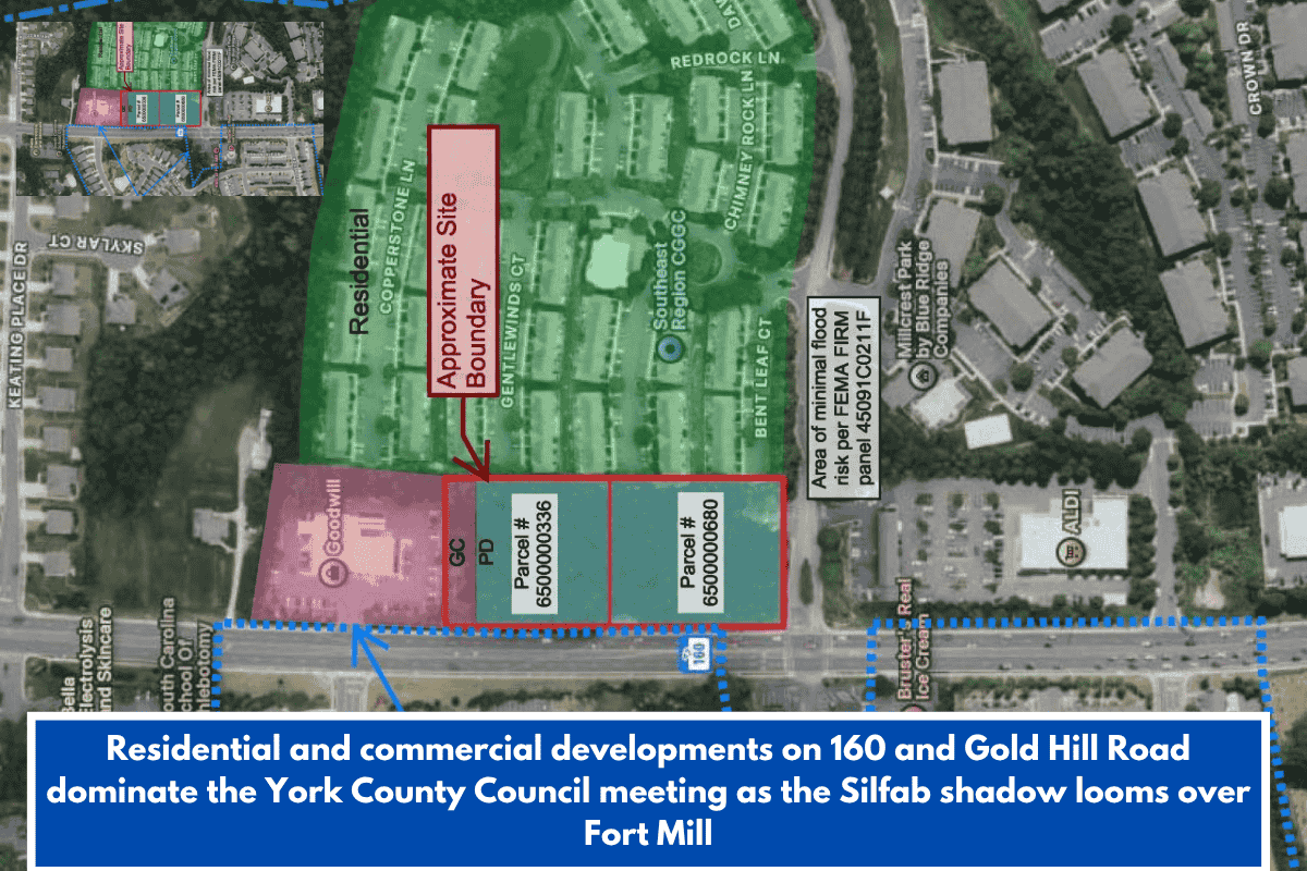 Residential and commercial developments on 160 and Gold Hill Road dominate the York County Council meeting as the Silfab shadow looms over Fort Mill