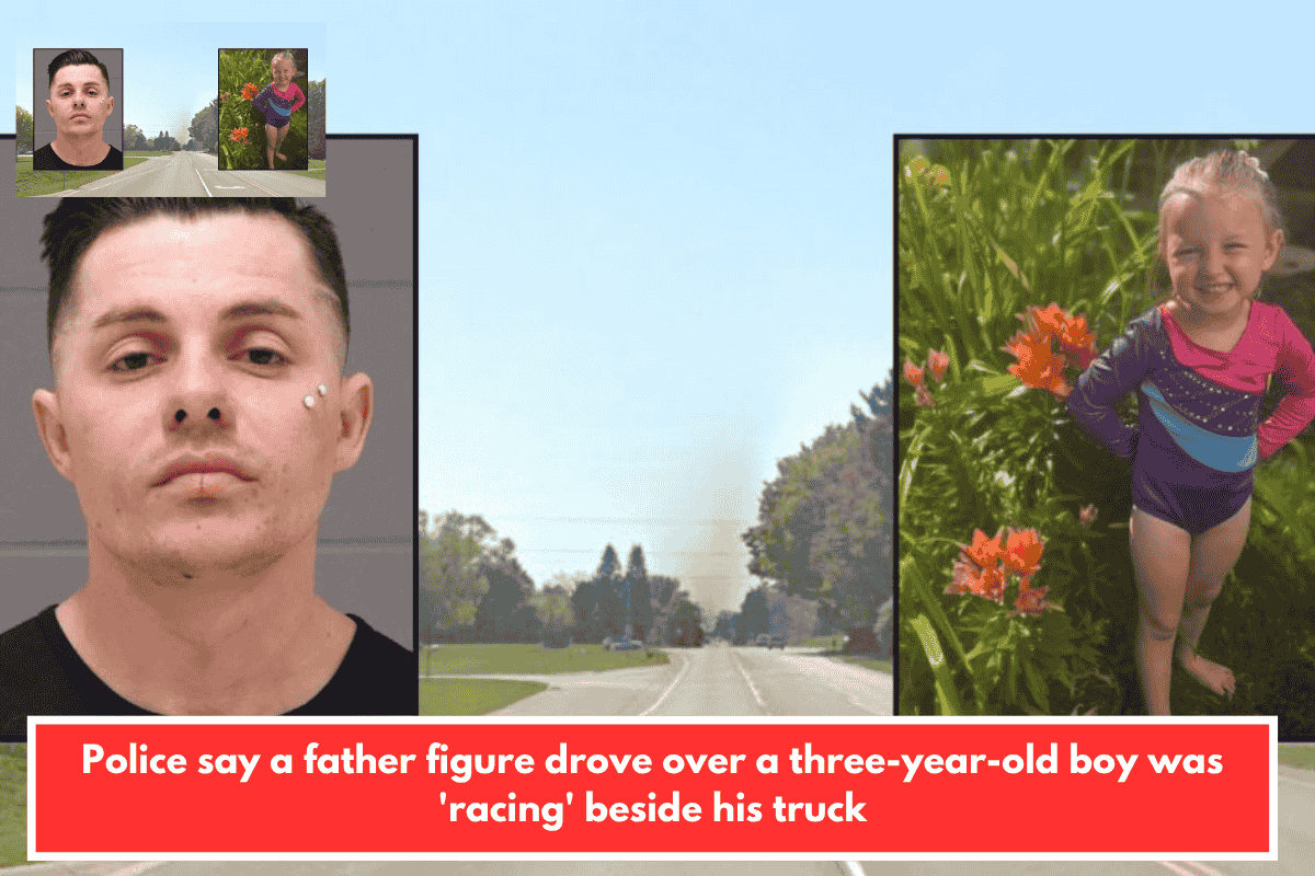 Police say a father figure drove over a three-year-old boy was 'racing' beside his truck