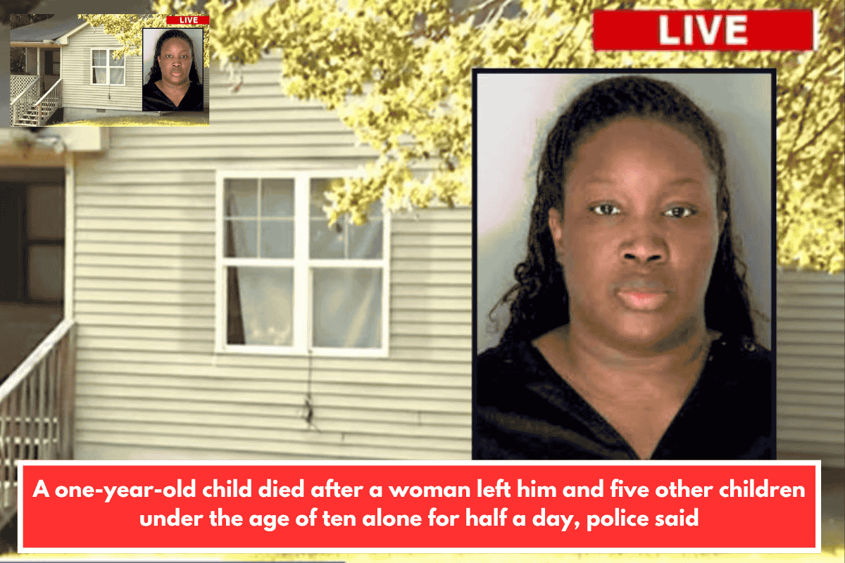 A one-year-old child died after a woman left him and five other children under the age of ten alone for half a day, police said