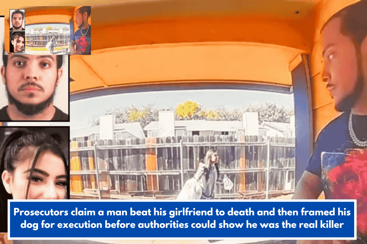 Prosecutors claim a man beat his girlfriend to death and then framed his dog for execution before authorities could show he was the real killer