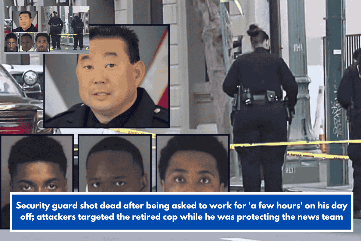 Security guard shot dead after being asked to work for 'a few hours' on his day off; attackers targeted the retired cop while he was protecting the news team