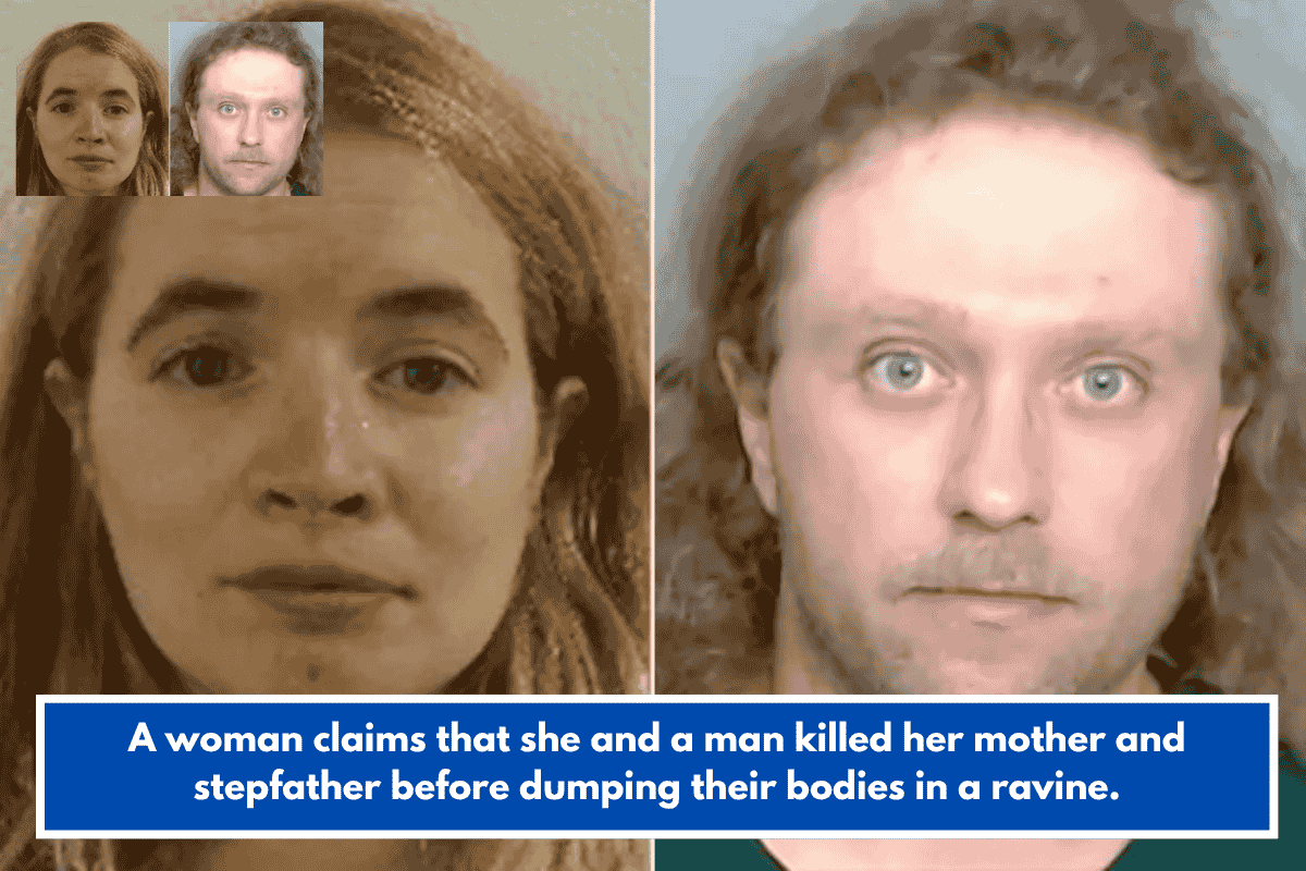 A woman claims that she and a man killed her mother and stepfather before dumping their bodies in a ravine.