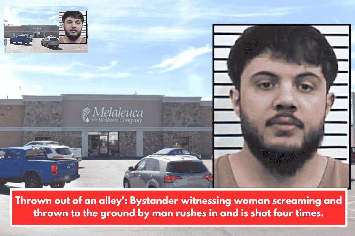 Thrown out of an alley': Bystander witnessing woman screaming and thrown to the ground by man rushes in and is shot four times.