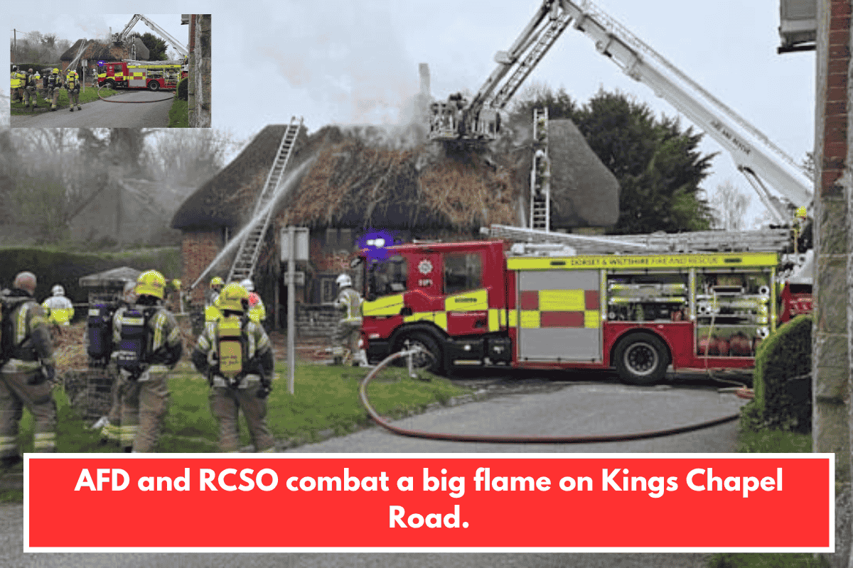 AFD and RCSO combat a big flame on Kings Chapel Road.