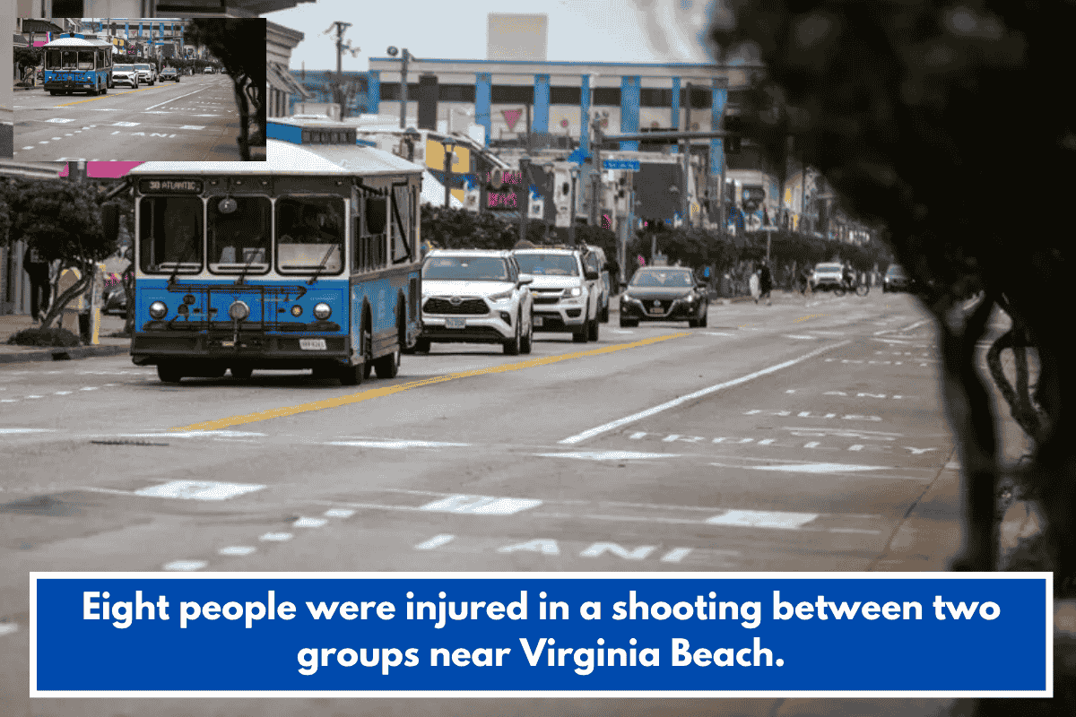 Eight people were injured in a shooting between two groups near Virginia Beach.