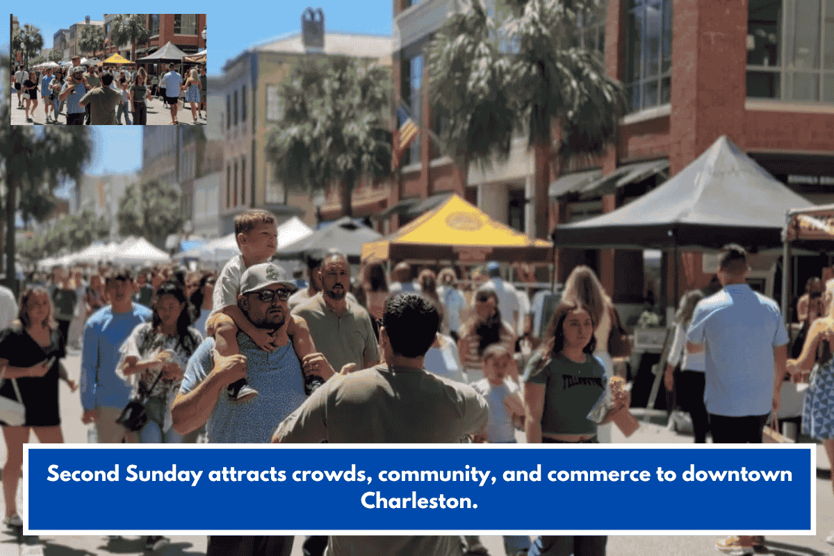 Second Sunday attracts crowds, community, and commerce to downtown Charleston.