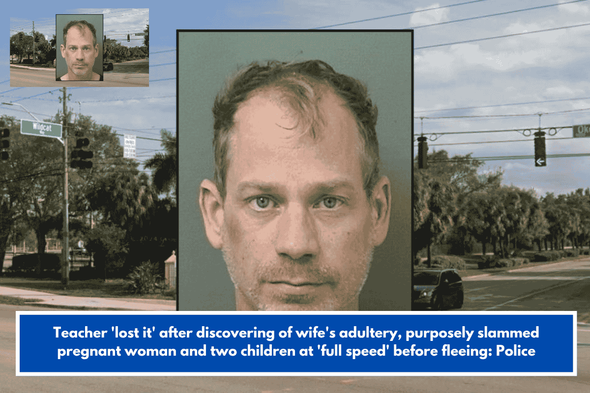 Teacher 'lost it' after discovering of wife's adultery, purposely slammed pregnant woman and two children at 'full speed' before fleeing: Police