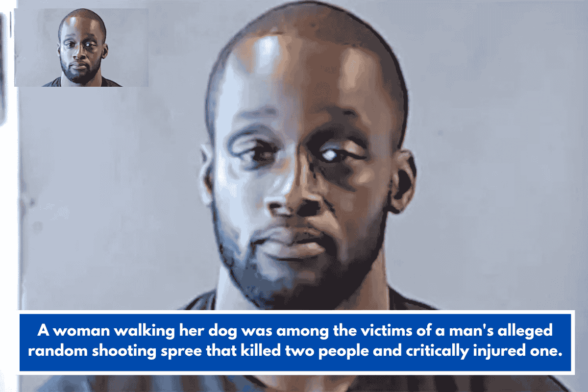 A woman walking her dog was among the victims of a man's alleged random shooting spree that killed two people and critically injured one.