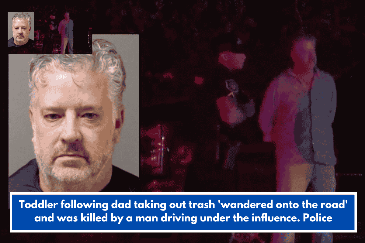 Toddler following dad taking out trash 'wandered onto the road' and was killed by a man driving under the influence. Police
