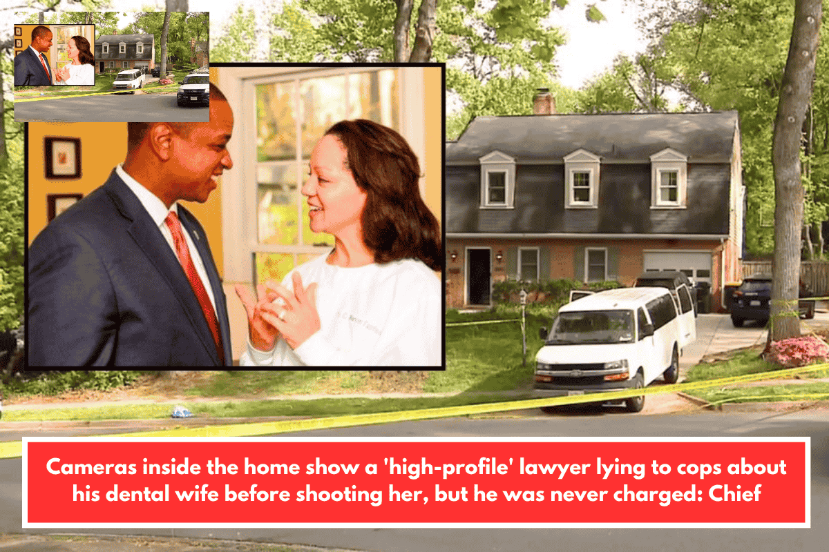 Cameras inside the home show a 'high-profile' lawyer lying to cops about his dental wife before shooting her, but he was never charged: Chief