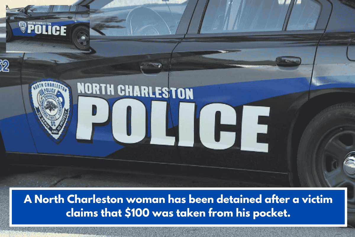 A North Charleston woman has been detained after a victim claims that $100 was taken from his pocket.