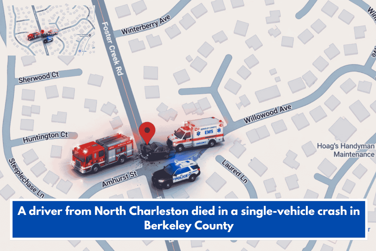 A driver from North Charleston died in a single-vehicle crash in Berkeley County