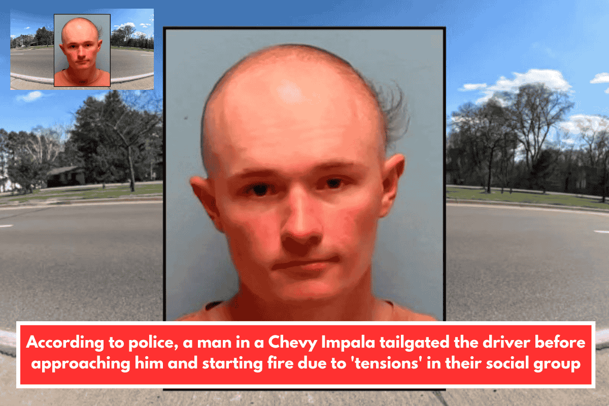 According to police, a man in a Chevy Impala tailgated the driver before approaching him and starting fire due to 'tensions' in their social group