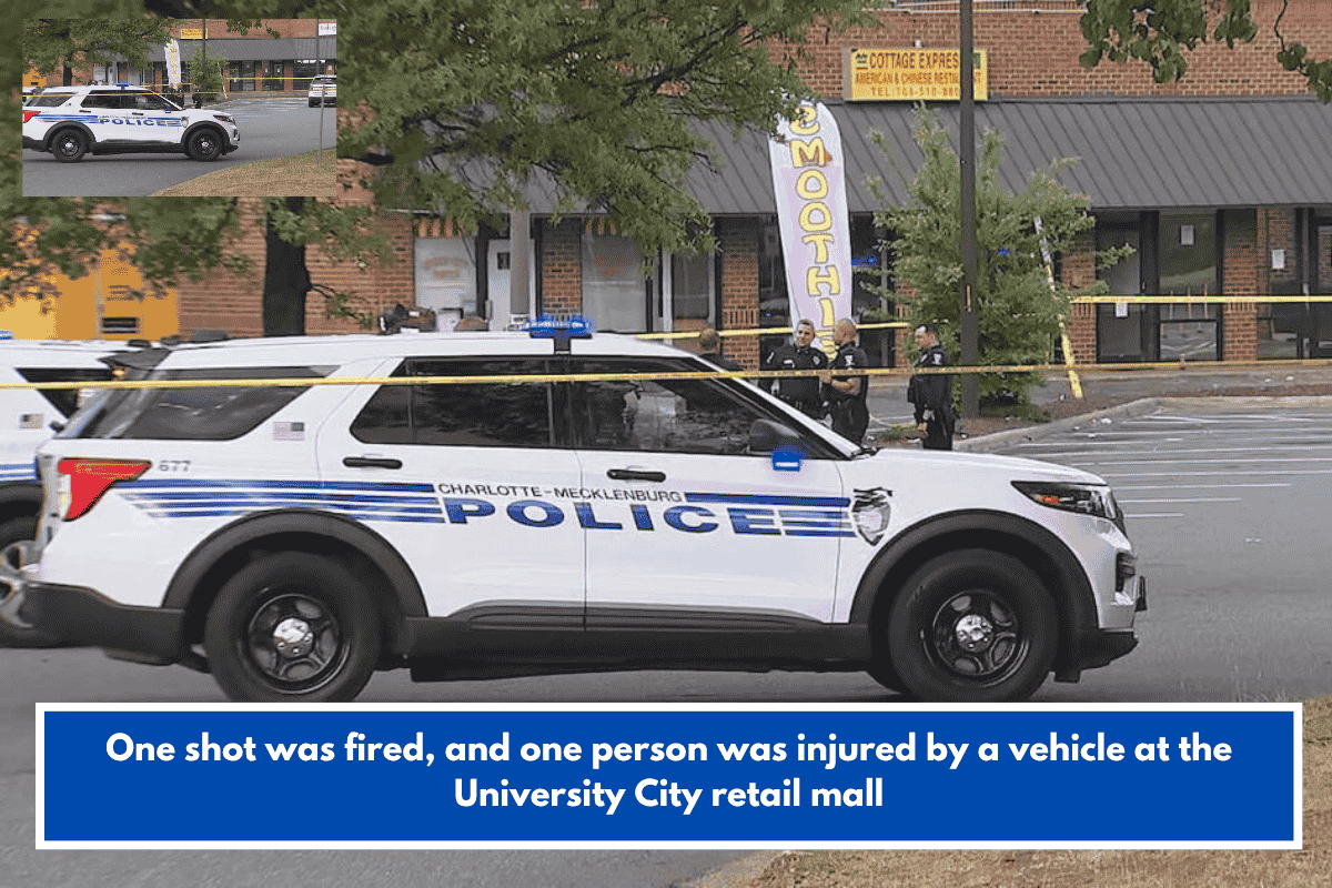 One shot was fired, and one person was injured by a vehicle at the University City retail mall