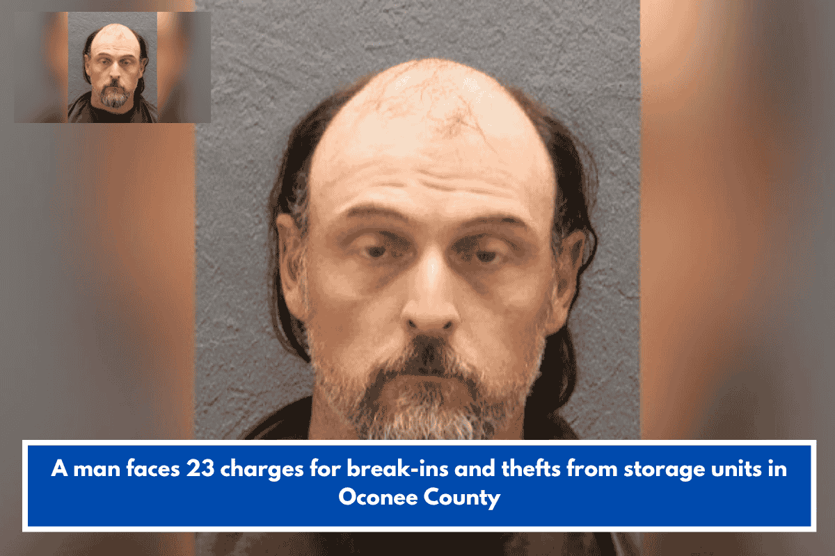 A man faces 23 charges for break-ins and thefts from storage units in Oconee County
