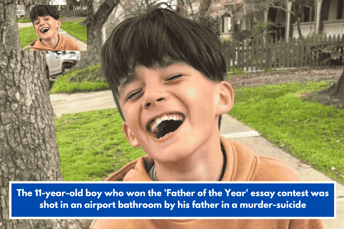 The 11-year-old boy who won the 'Father of the Year' essay contest was shot in an airport bathroom by his father in a murder-suicide