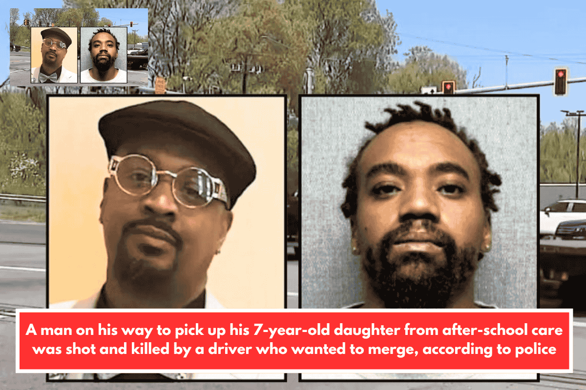 A man on his way to pick up his 7-year-old daughter from after-school care was shot and killed by a driver who wanted to merge, according to police