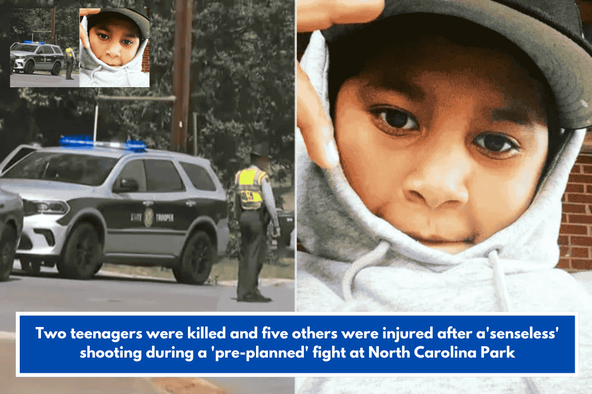 Two teenagers were killed and five others were injured after a'senseless' shooting during a 'pre-planned' fight at North Carolina Park