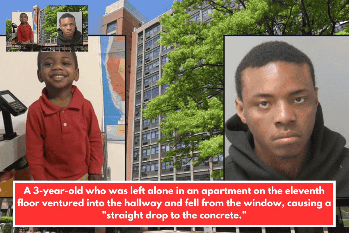 A 3-year-old who was left alone in an apartment on the eleventh floor ventured into the hallway and fell from the window, causing a "straight drop to the concrete."