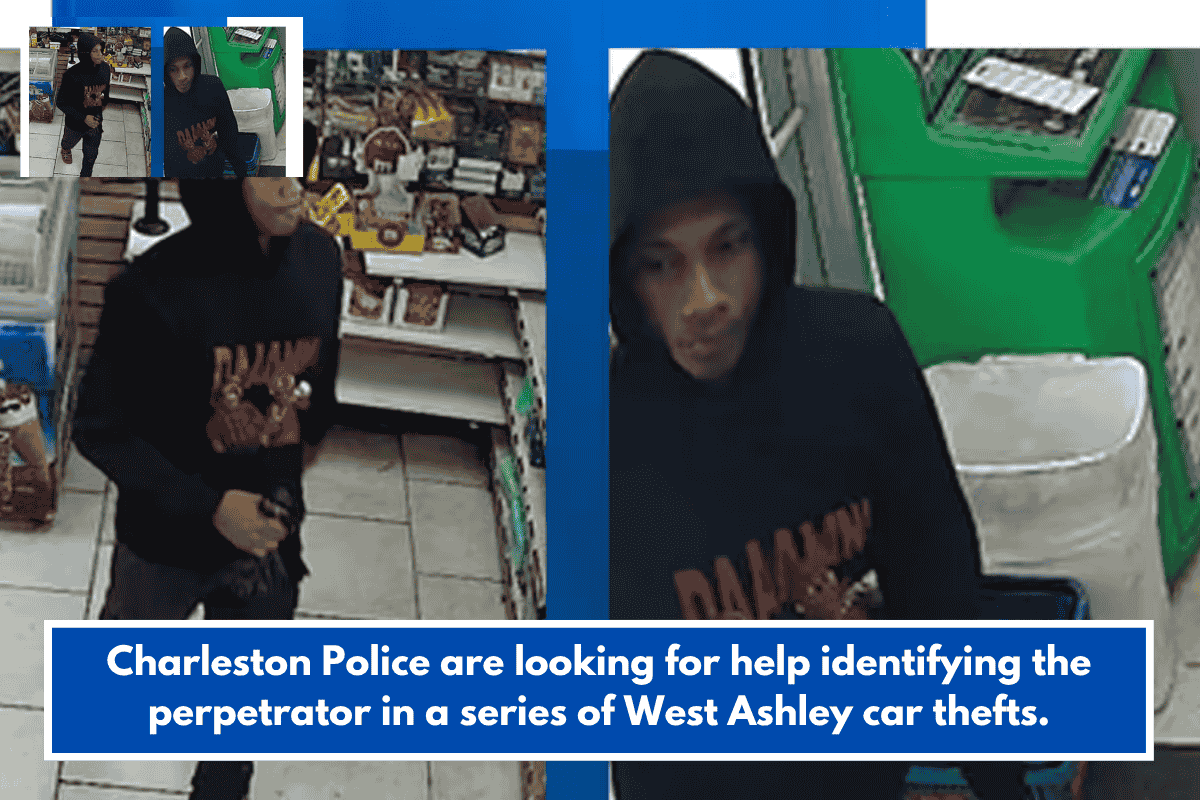 Charleston Police are looking for help identifying the perpetrator in a series of West Ashley car thefts.