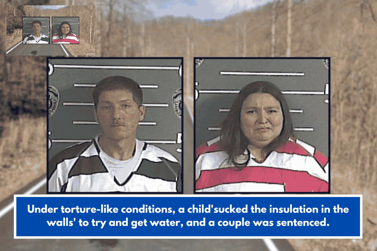 Under torture-like conditions, a child'sucked the insulation in the walls' to try and get water, and a couple was sentenced.